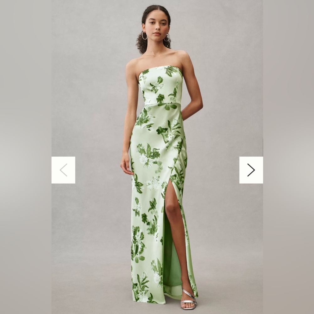 BHLDN Avianna Stretch Satin Strapless Side-Slit Maxi Dress Size 6